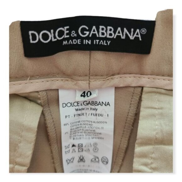 Dolce & Gabbana Beige Skinny Front Pleat Pants - Picture 6 of 6